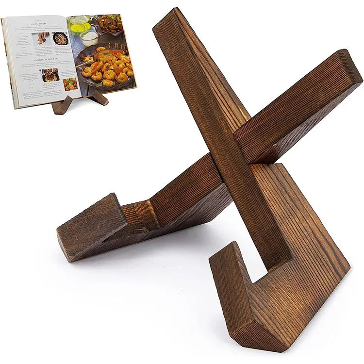 Support Livre de Recettes en Bois - Porte-Menu Cuisine & Bureau