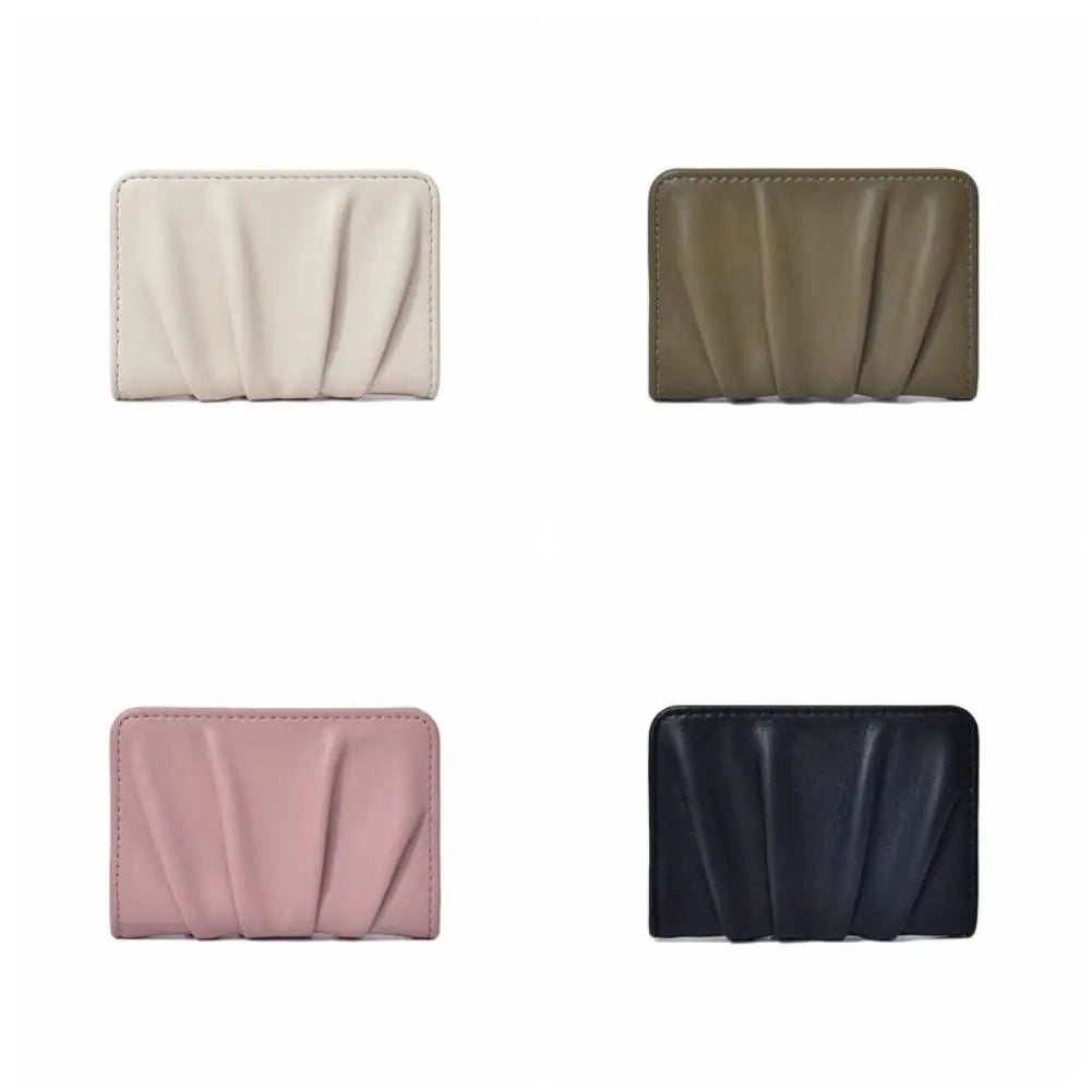 Portefeuille Femme Court Cuir PU Imperméable - Porte-Carte Plissé Multifonction Grande Capacité Bifold