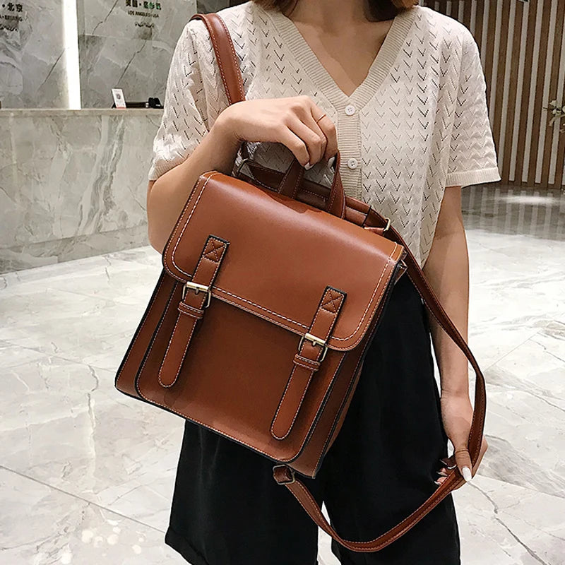 Sac à Dos Femme Cuir PU Vintage 2025 - Backpack Fashion École Loisirs Grande Capacité