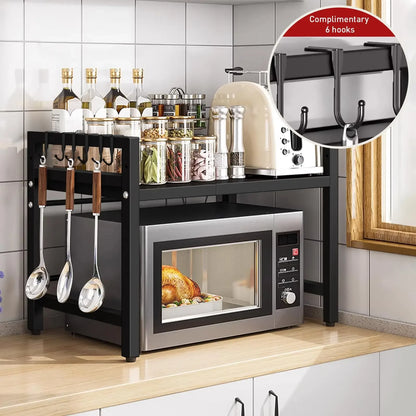 Étagère Extensible pour Micro-Ondes 42-64cm - Organisateur de Comptoir Résistant à l'Humidité