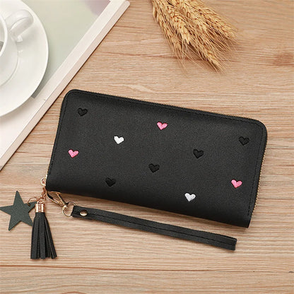 Portefeuille Femme Long Cœur Luxe - Clutch Wallet Porte-Cartes Téléphone Vert