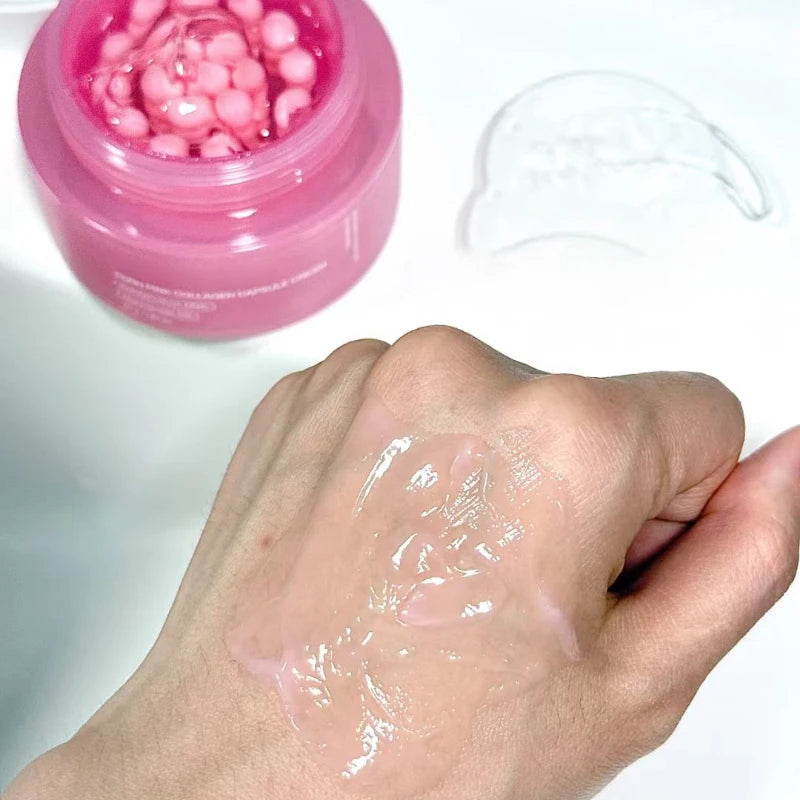 Crème Capsule Collagène Rose PDRN Coréenne 55g - Niacinamide Teint Irrégulier Hydratant Léger Non-Gras