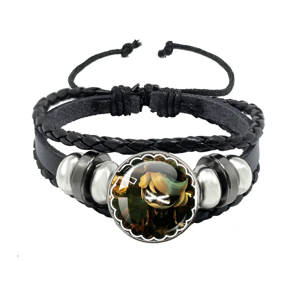 Bracelet Murder Drones Uzi x N – Cabochon Verre Cuir Ajustable Fan Art