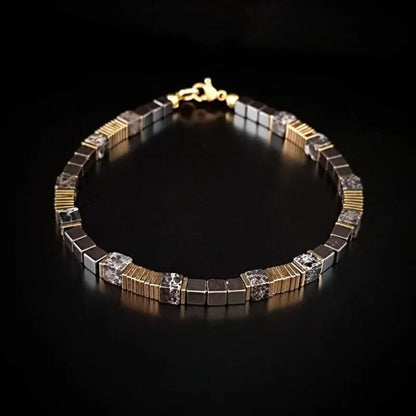 Bracelet Hématite & Tourmaline Homme – Pierres Naturelles Minimaliste Énergie
