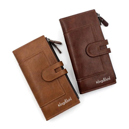 Portefeuille Femme Long Cuir Vintage RFID - Porte-Chéquier Carnet Chèques Protection Anti-RFID Élégant