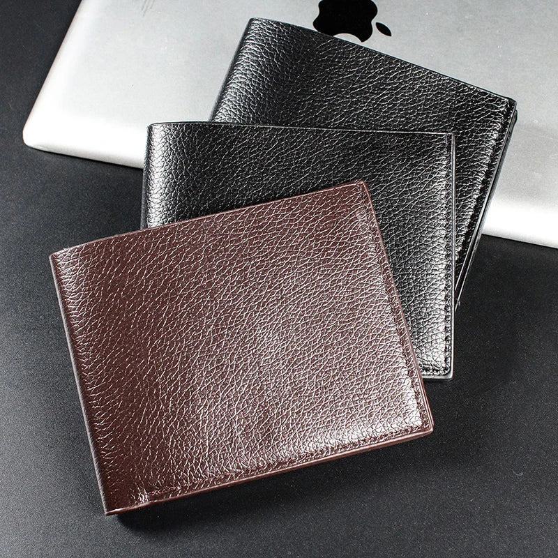 Portefeuille Homme Cuir Artificiel Court - Porte-Cartes Slim Noir Premium