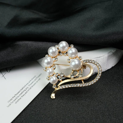Broche Cœur Amour Perle Fleur Tulipe Luxe – Pin's Corsage Alliage Élégant Mariage Femme