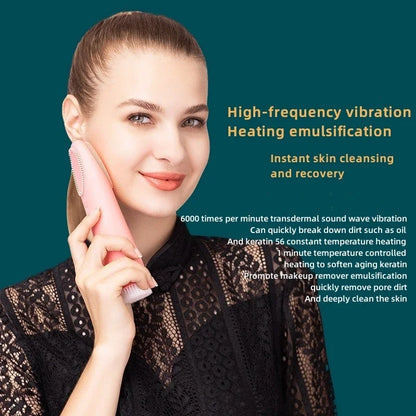 Appareil Nettoyage Facial 4-en-1 Silicone - Brosse Électrique Lifting Visage Anti-Âge Rose