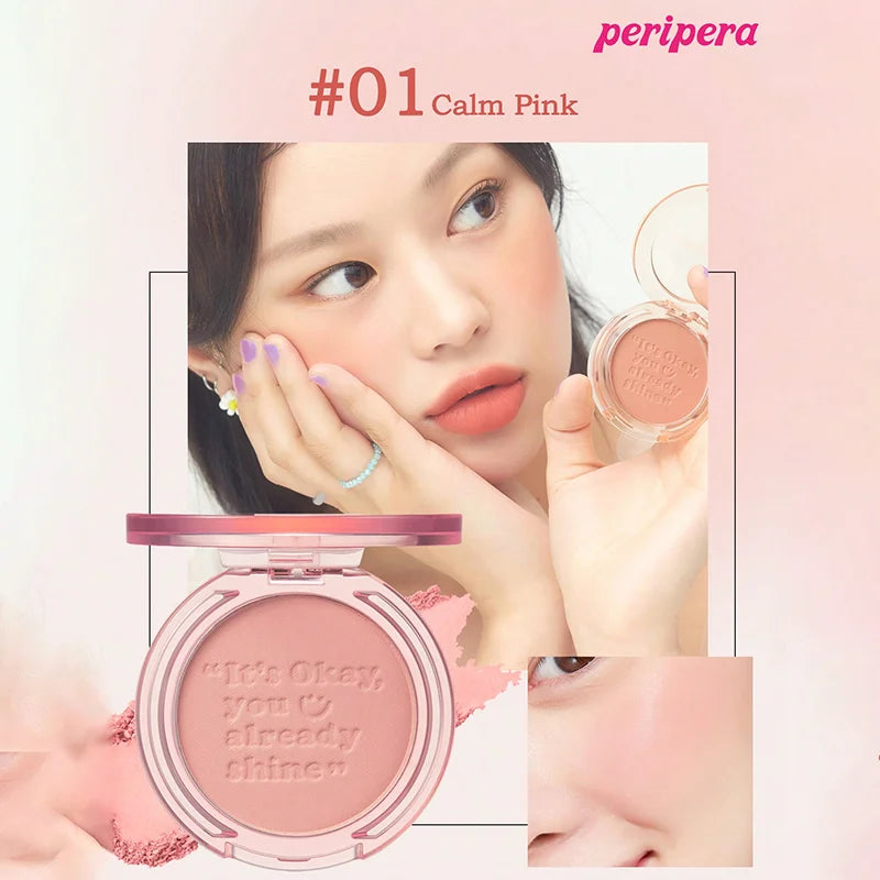 Blush K-Beauty Calm Pink - Poudre Mate Fine Joues Longue Tenue Non-Cakey Maquillage Nude Coréen