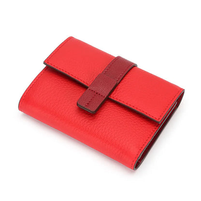 Portefeuille Femme Court Cuir Véritable Trifold - Porte-Monnaie Zippé Grande Capacité Contraste Marron