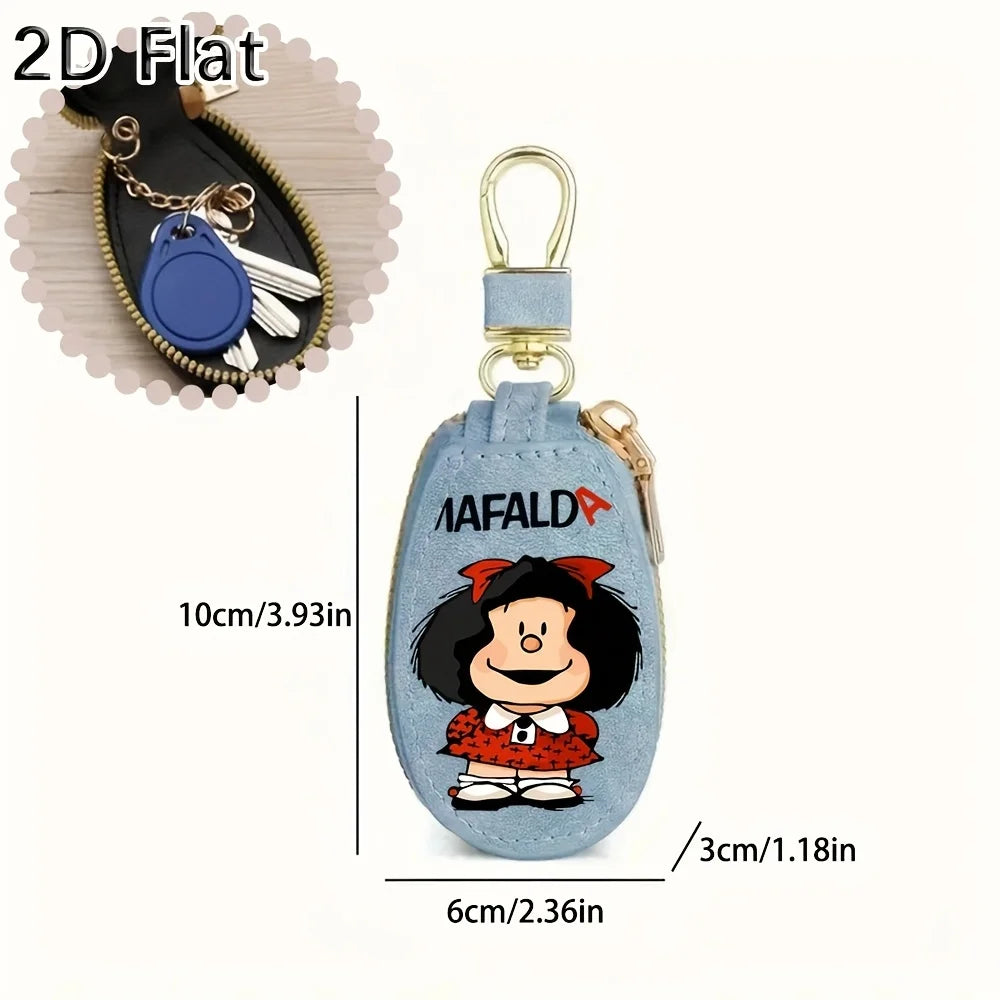 Porte-Clés Mafalda Femme Homme - Porte-Monnaie Compact avec Chaîne et Organisateur Clés