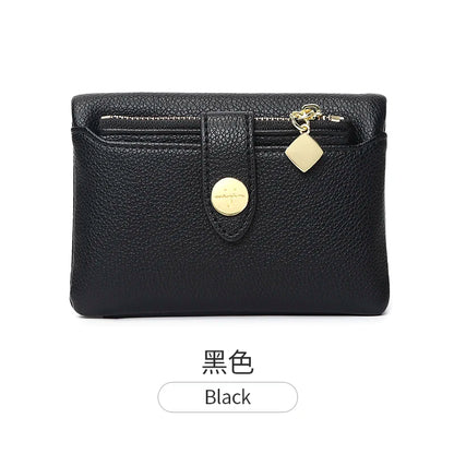 Portefeuille Femme Cuir PU Double Pliage - Porte-Cartes Court Multi-Fonctions Monnaie