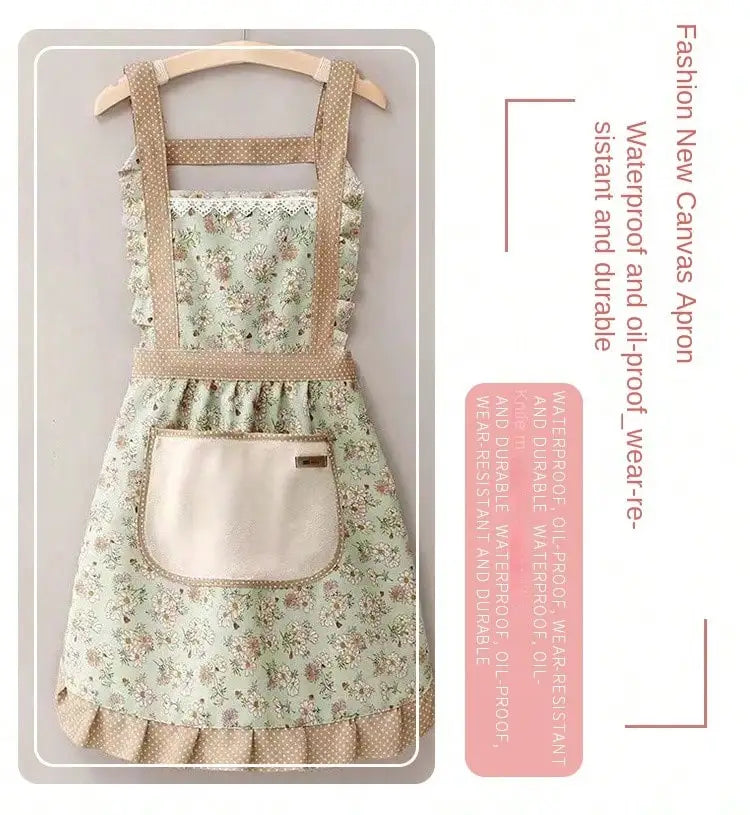 Tablier de Cuisine en Toile avec Motif Floral - Résistant aux Taches et à l'Huile