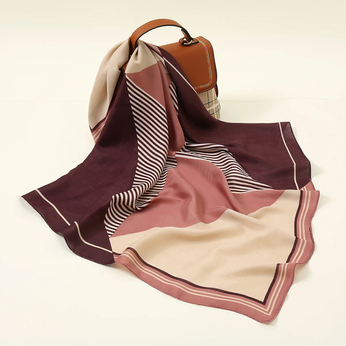 Foulard Carré Soie Satin Géométrie Luxe Femme - Hijab Bandana Headband Cadeau
