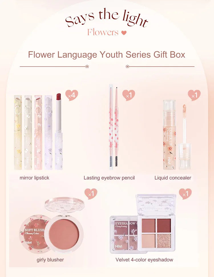 Set Maquillage 8 Pièces Complet - Rouge à Lèvres Correcteur Ombre Paupières Sourcils Blush Kit Beauté