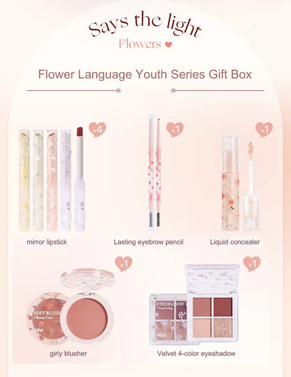 Set Maquillage 8 Pièces Complet - Rouge à Lèvres Correcteur Ombre Paupières Sourcils Blush Kit Beauté