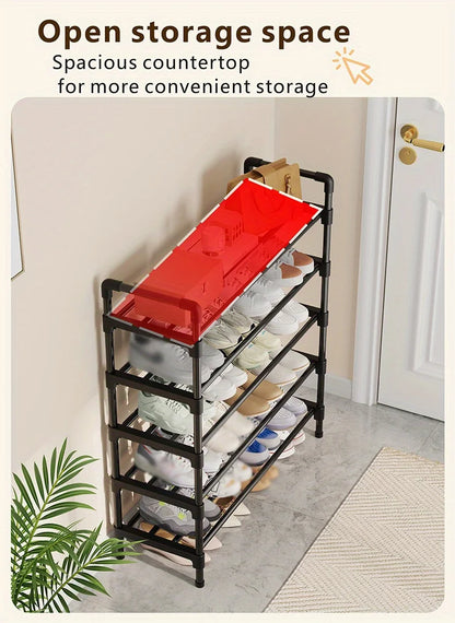 Range-Chaussures Multi-Niveaux en Métal - Organisateur Empilable Gain d'Espace Noir