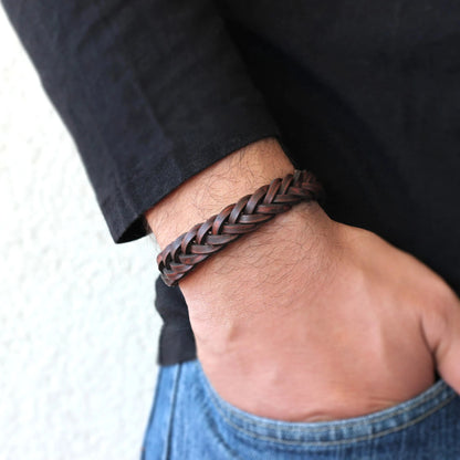 Bracelet en Cuir Tressé pour Homme — Bijou Artisanal, Cadeau Idéal