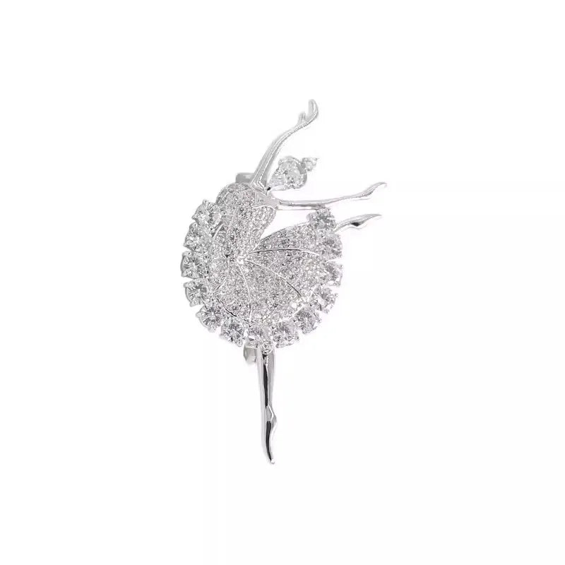 Broche Ballerine Cristal – Bijou Élégant Strass Doré