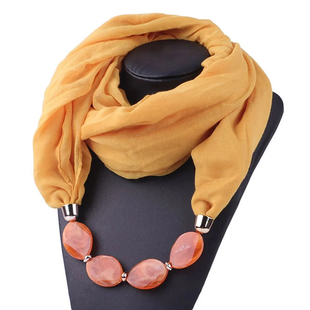 Foulard Collier Ethnique Coton Lin - Accessoire Mode Pendentif Doux