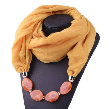 Foulard Collier Ethnique Coton Lin - Accessoire Mode Pendentif Doux