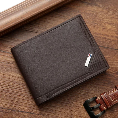 Portefeuille Homme Cuir Court Minimaliste - Wallet Pliable Fin Compact Coffee