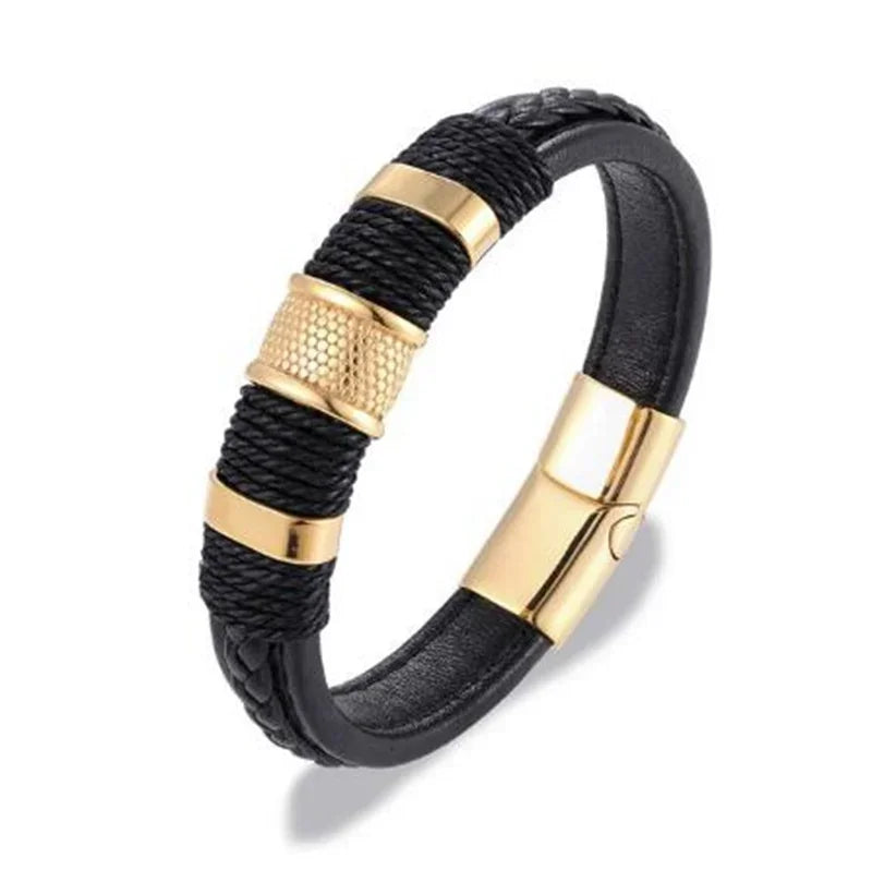 Bracelet Cuir Classique Homme – Boucle Magnétique Métal Casual Chic