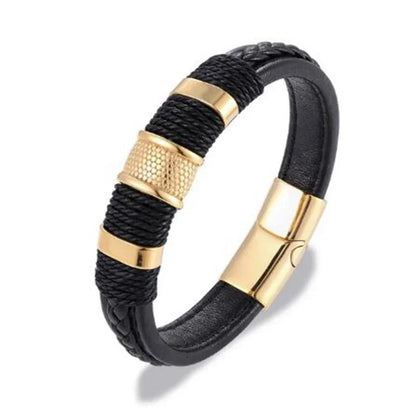 Bracelet Cuir Classique Homme – Boucle Magnétique Métal Casual Chic