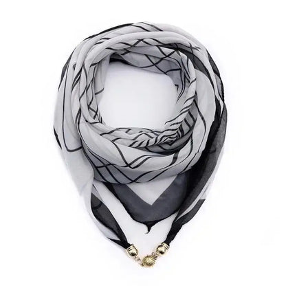 Luxury Square Scarf with Magnetic Buckle for Women, Pink - Triangle Cross Scarf for Autumn/Winter