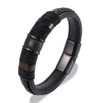 Bracelet Cuir Classique Homme – Boucle Magnétique Métal Casual Chic