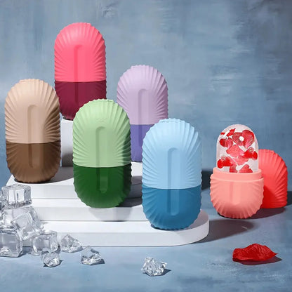 Bac à Glaçons Massage Facial Silicone - Ice Roller Visage Anti-Poches Anti-Cernes Beauté Soin Peau Vert