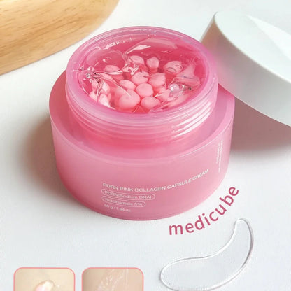 Crème Capsule Collagène Rose PDRN Coréenne 55g - Niacinamide Teint Irrégulier Hydratant Léger Non-Gras
