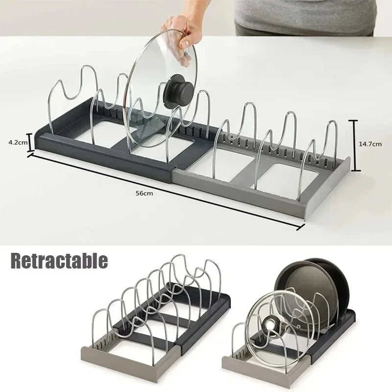Organisateur Extensible pour Casseroles et Poêles - Rangement Ajustable en Acier Inoxydable