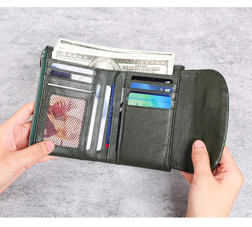 Portefeuille Femme Luxe Clip Cuir - Clutch Soirée Designer Porte-Cartes Crédit