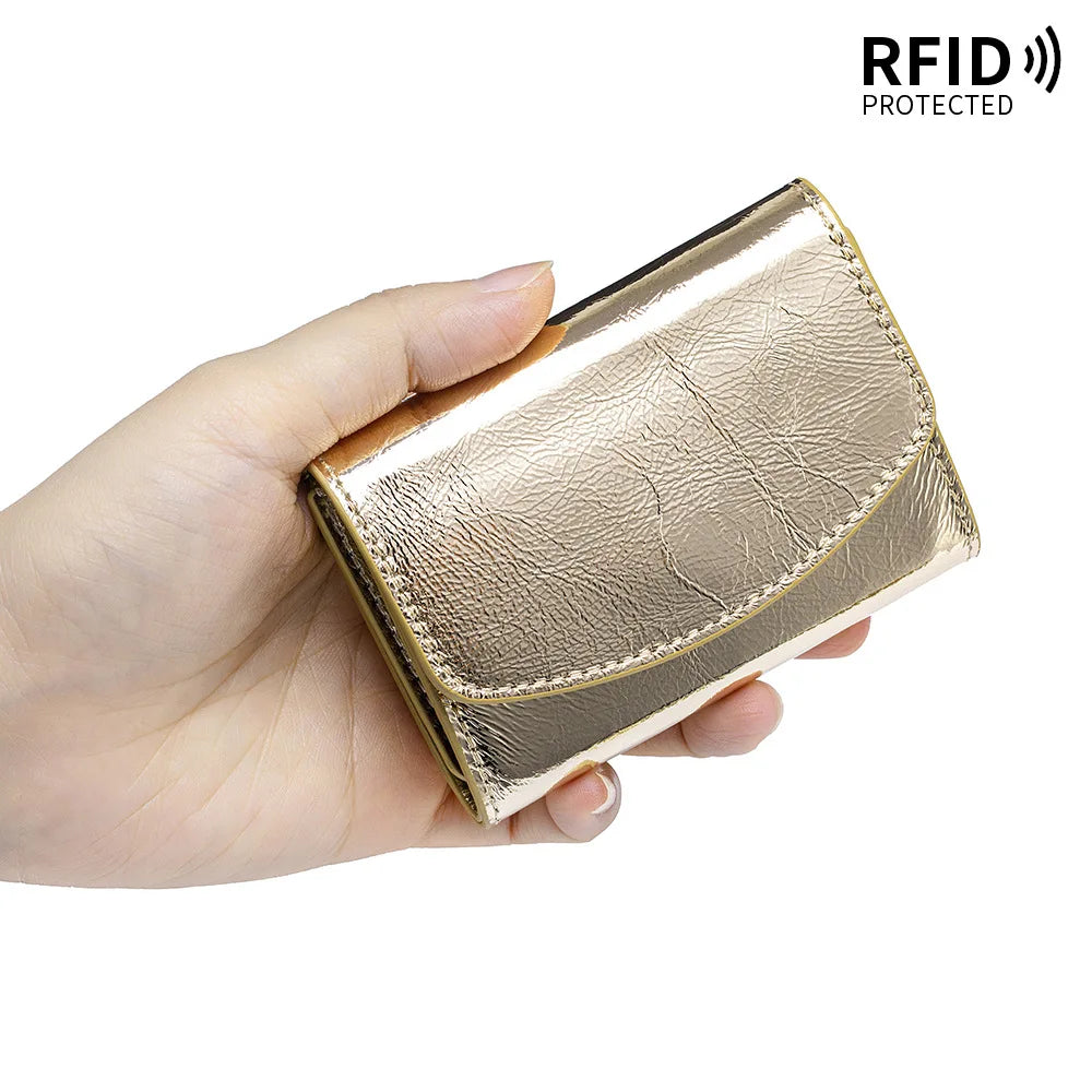 Portefeuille Femme Cuir Véritable Court Japonais - Compact Pliable avec Porte-Carte et Compartiment Billets