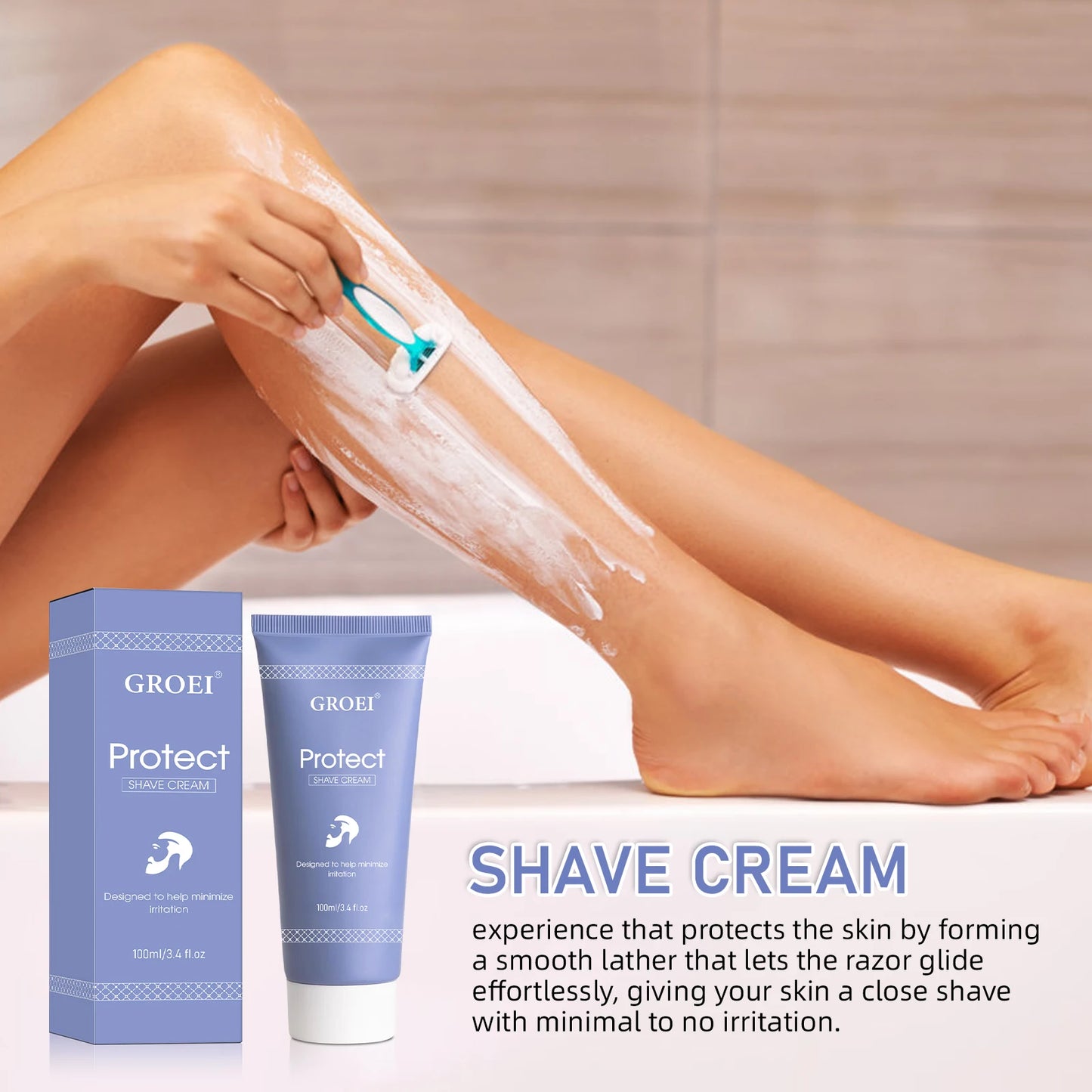 Crème à Raser Protect 100ml - Formule Douce Hydratante Peau Sensible Réduit Irritations Mousse Riche Rasage