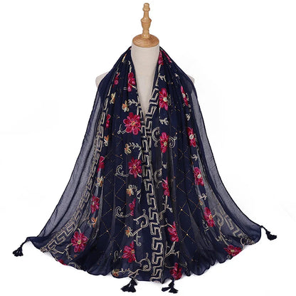 Hijab Imprimé Aquarelle Premium - Voile Femme Doux et Léger