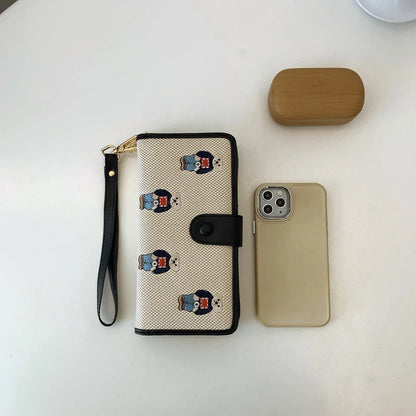 Portefeuille Femme Long Zippé Grande Capacité - Porte-Monnaie Bifold avec Dragonne Porte-Carte Designer Luxe