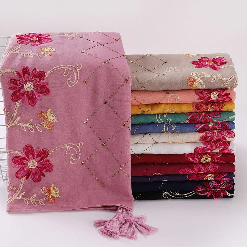 Hijab Imprimé Aquarelle Premium - Voile Femme Doux et Léger