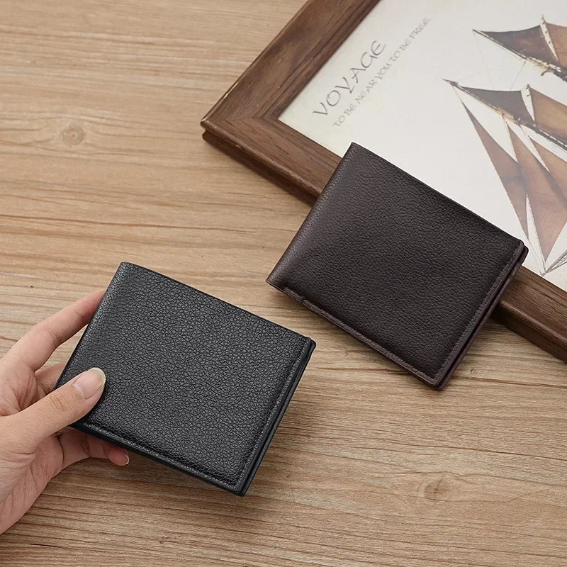 Portefeuille Homme Cuir PU Court Business - Wallet Noir Compact Walet Portefeuille