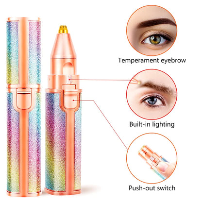 Épilateur Électrique 2-en-1 Portable Femme - Trimmer Sourcils Corps Visage Rasoir Indolore USB