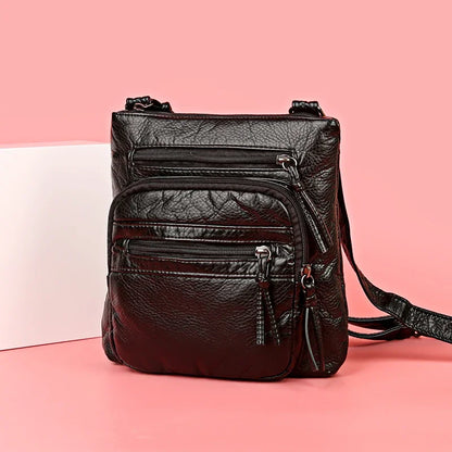 Sac à Main Femme Cuir PU Multi-Couches - Sac Épaule Bandoulière Crossbody Messenger Rabat Porte-Monnaie