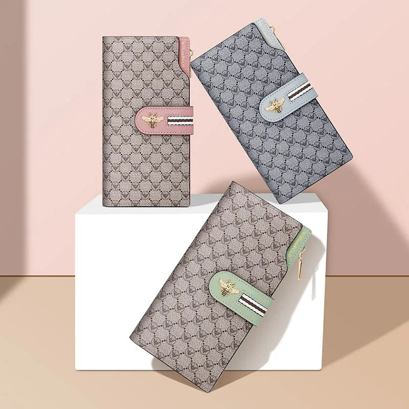 Portefeuille Femme Long Personnalisé Porte-Carte - Sac à Main Multifonction Téléphone Vert Tendance