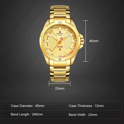 Montre NAVIFORCE Homme Or - Quartz Sport Militaire Acier Étanche 2022