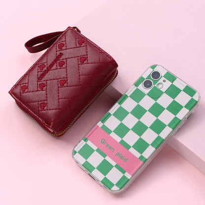 Portefeuille Femme Mignon Cœur Brodé Cuir PU - Trifold Multi-Cartes avec Porte-Monnaie
