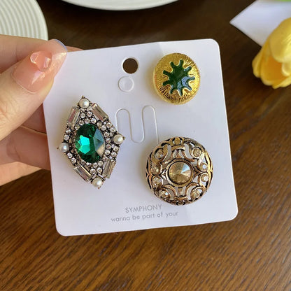 Set Broches Baroque Perles Vintage – Élégant Géométrique Unisexe