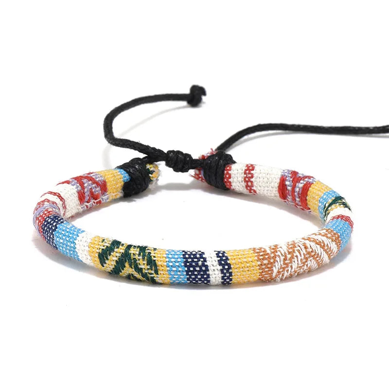 Ensemble 12 Bracelets Bohèmes Coton Ajustables – Ethniques Unisexe Voyage