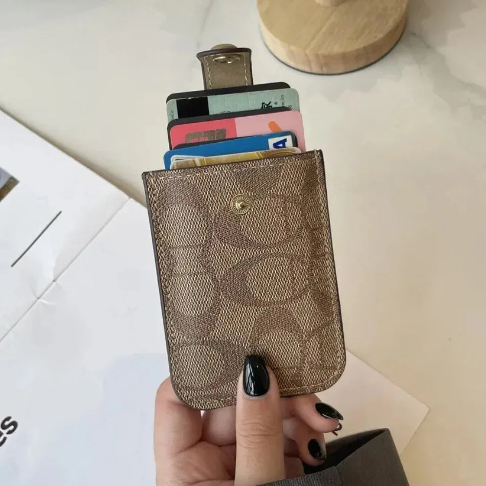 Porte-Carte Femme Cuir PU Luxe - Mini Portefeuille Court Multifonction avec Compartiments