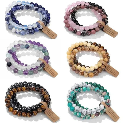 Bracelet Multi-Rangs en Pierres Naturelles et Cristaux - Améthyste