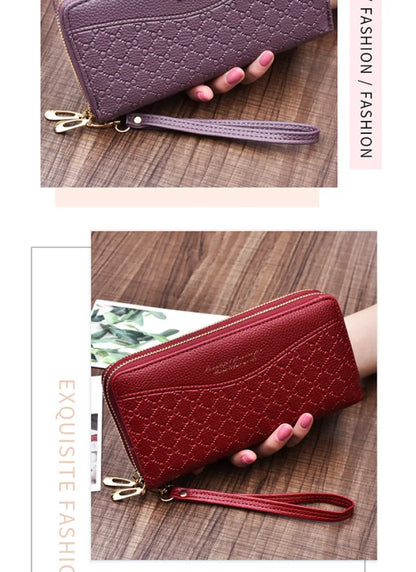 Portefeuille Long Femme Double Fermeture Éclair - Clutch Grande Capacité Cuir Europe